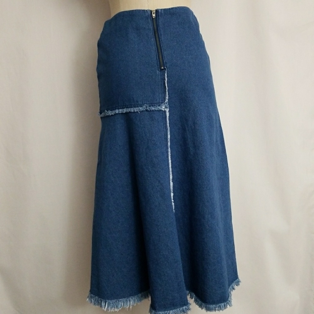 NWOT Zara Denim Frayed Slit Midi Skirt Siz… - Picture 5 of 8